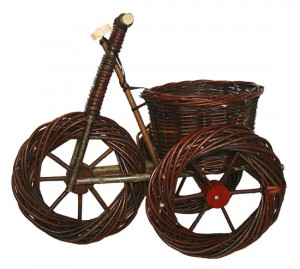 Kwietnik rower ciemny mały 45x25x35cm wiklinowy /70094/